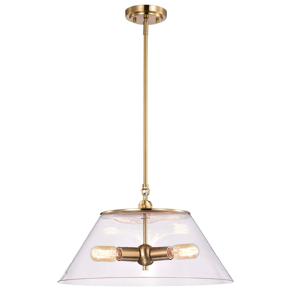 Dover 3-Light Large Pendant Vintage Brass with Clear Glass
