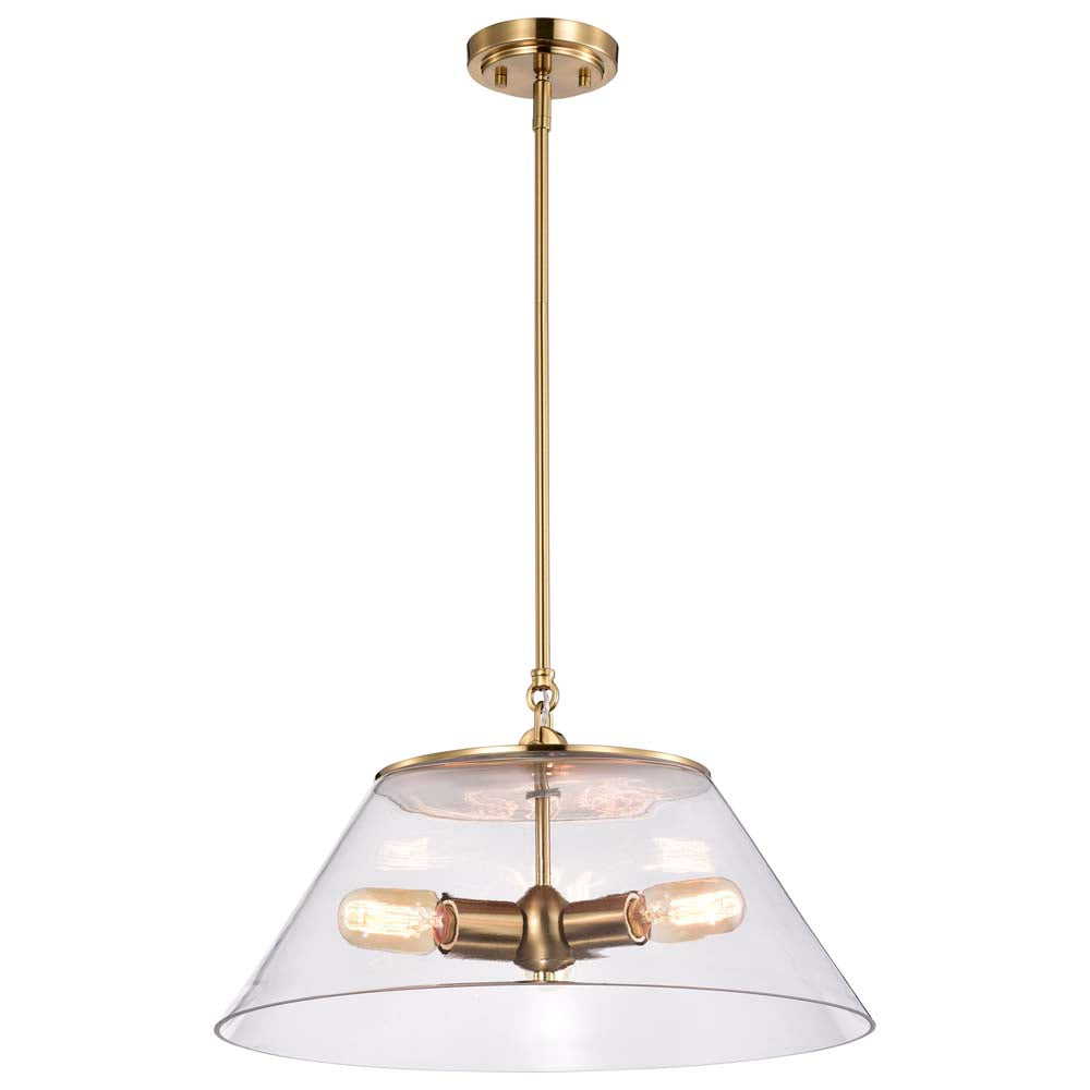 Dover 3-Light Large Pendant Vintage Brass with Clear Glass