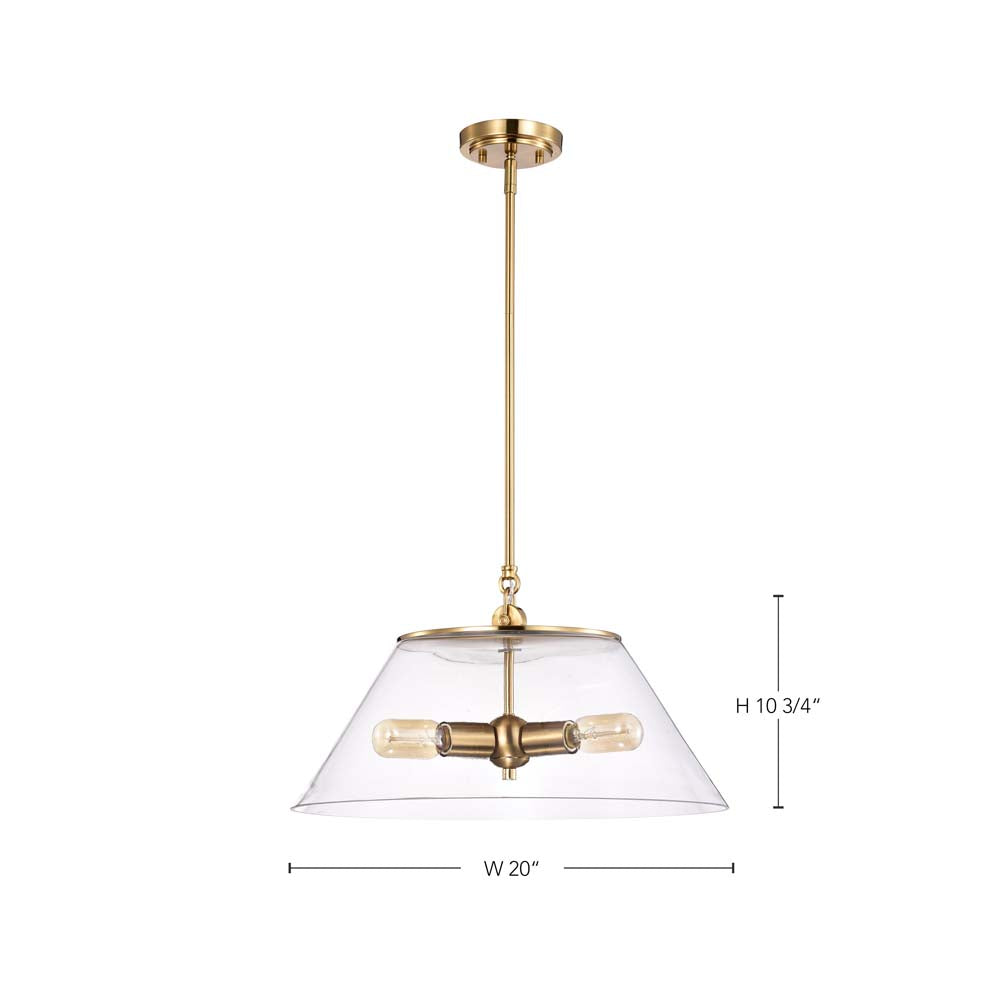Dover 3-Light Large Pendant Vintage Brass with Clear Glass