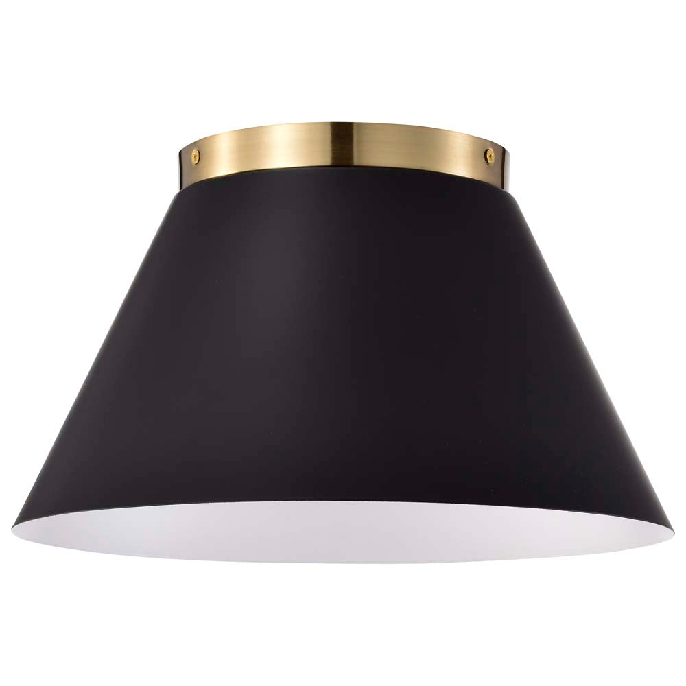 Dover 3-Light Small Flush Mount Black with Vintage Brass