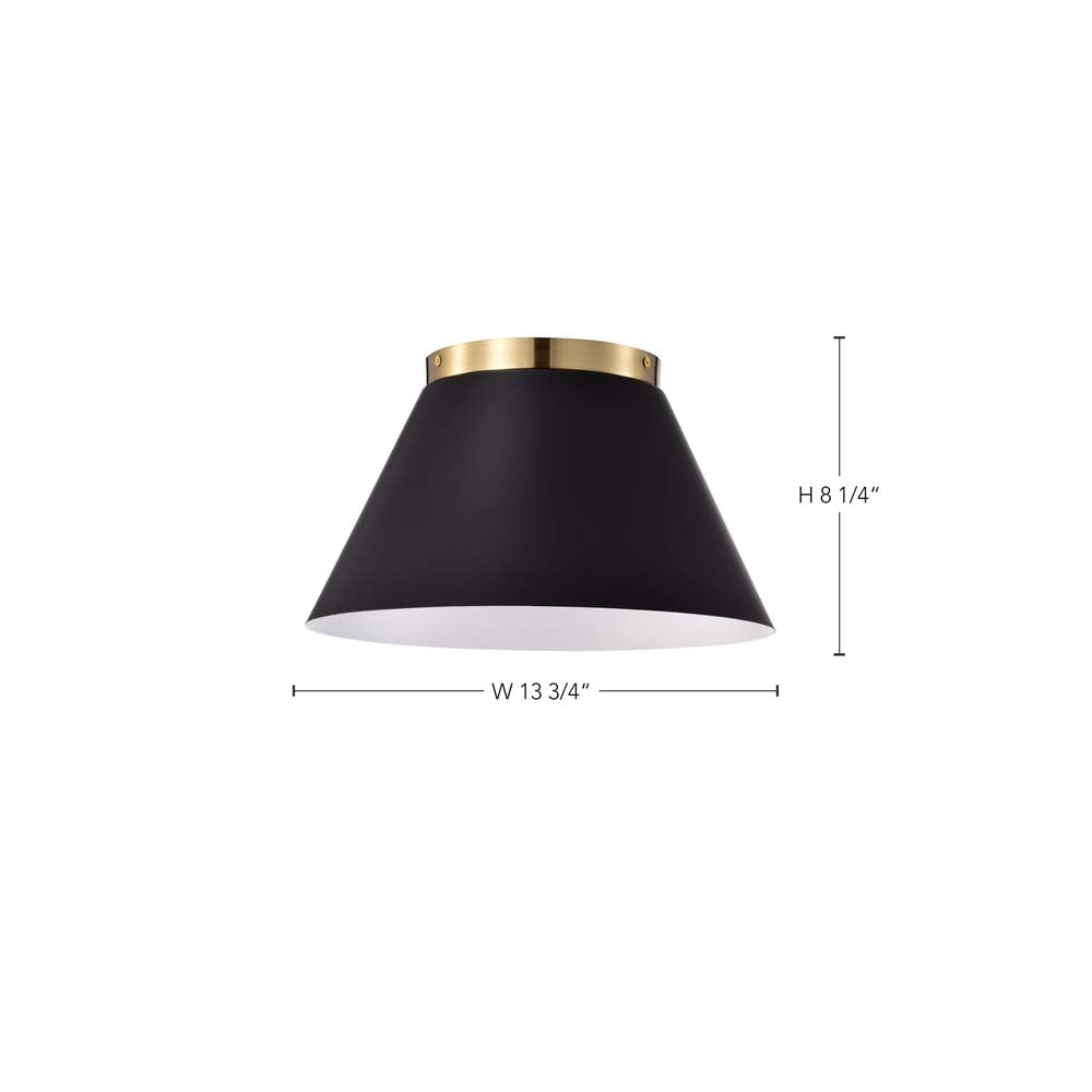 Dover 3-Light Small Flush Mount Black with Vintage Brass