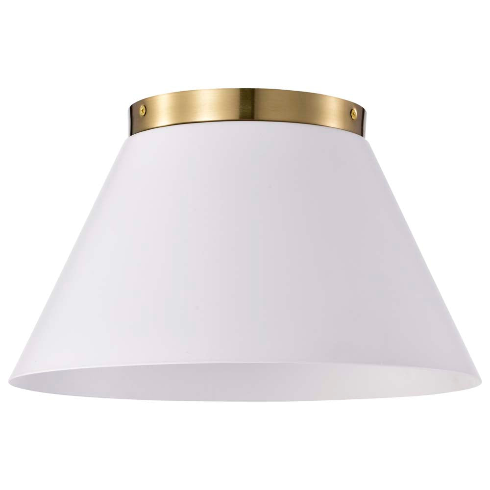 Dover 3-Light Small Flush Mount White with Vintage Brass