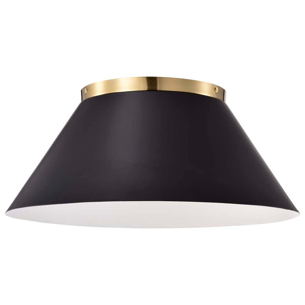 Dover 3-Light Large Flush Mount Black with Vintage Brass