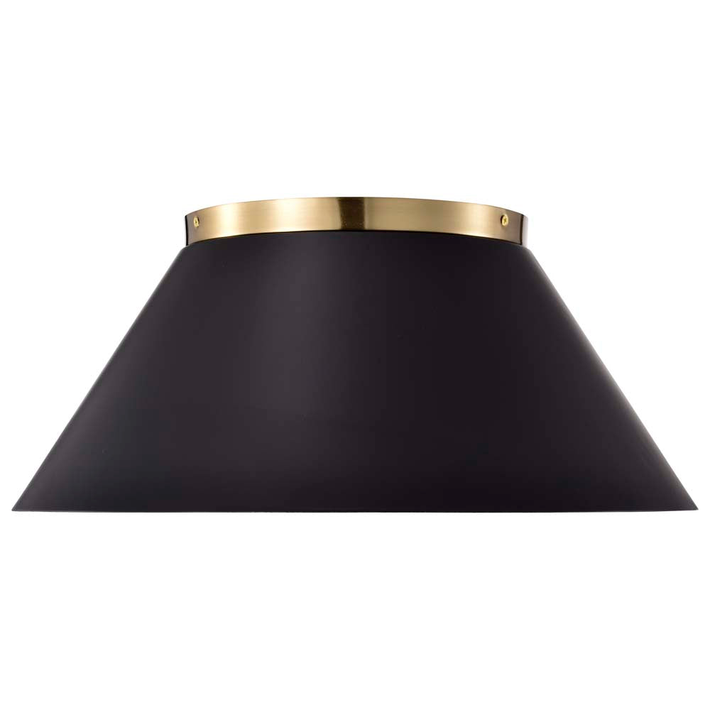 Dover 3-Light Large Flush Mount Black with Vintage Brass
