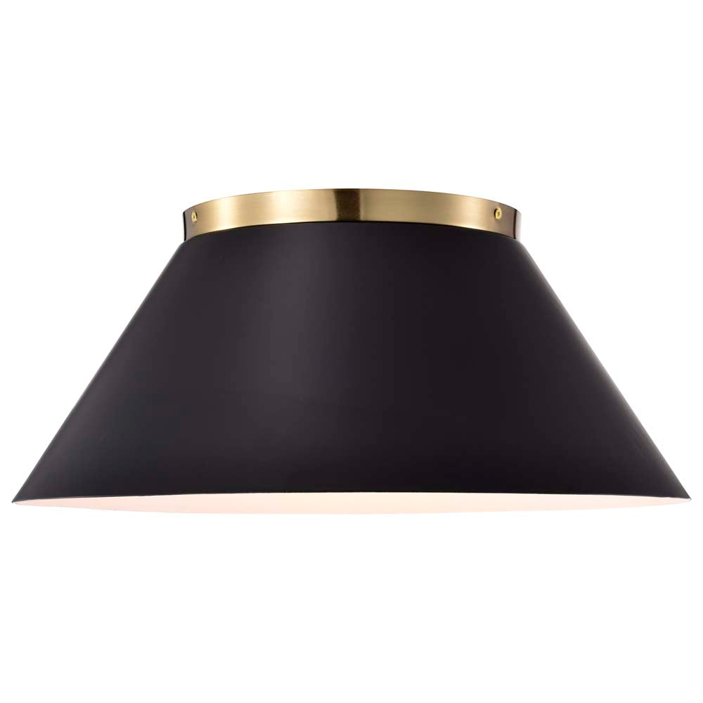 Dover 3-Light Large Flush Mount Black with Vintage Brass