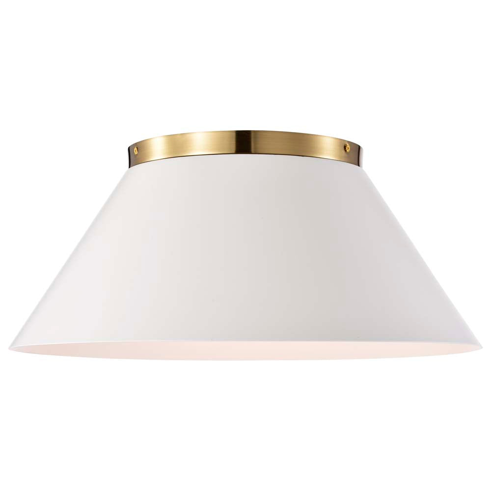 Dover 3-Light Large Flush Mount White with Vintage Brass