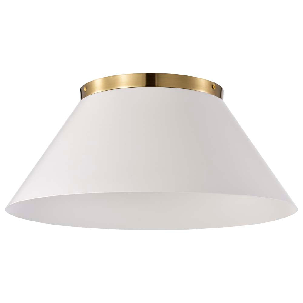 Dover 3-Light Large Flush Mount White with Vintage Brass