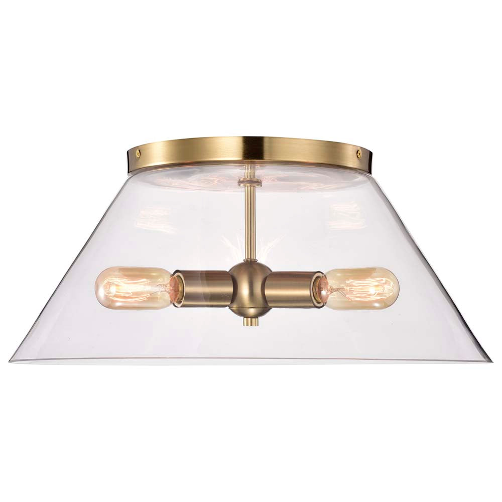 Dover 3-Light Large Flush Mount Vintage Brass with Clear Glass