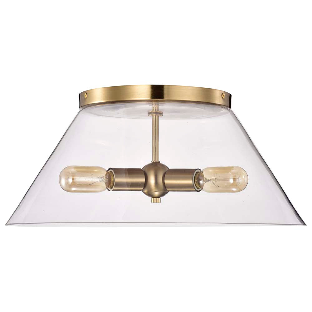 Dover 3-Light Large Flush Mount Vintage Brass with Clear Glass