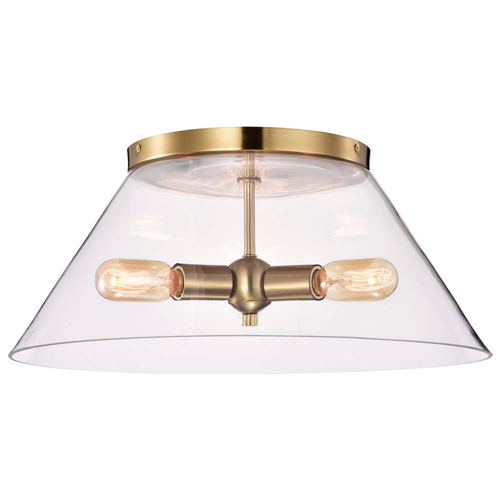Dover 3-Light Large Flush Mount Vintage Brass with Clear Glass