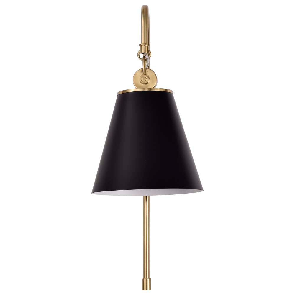 Dover 1-Light Wall Sconce Black with Vintage Brass
