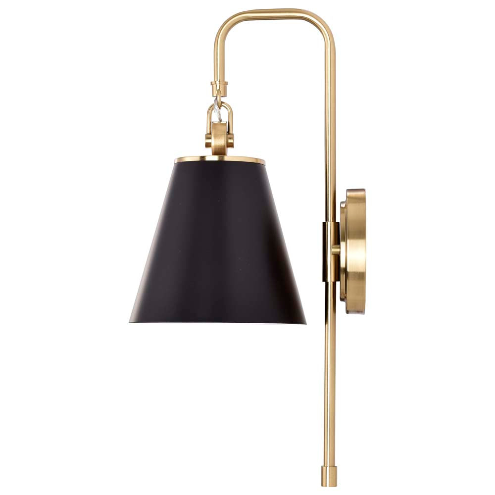 Dover 1-Light Wall Sconce Black with Vintage Brass