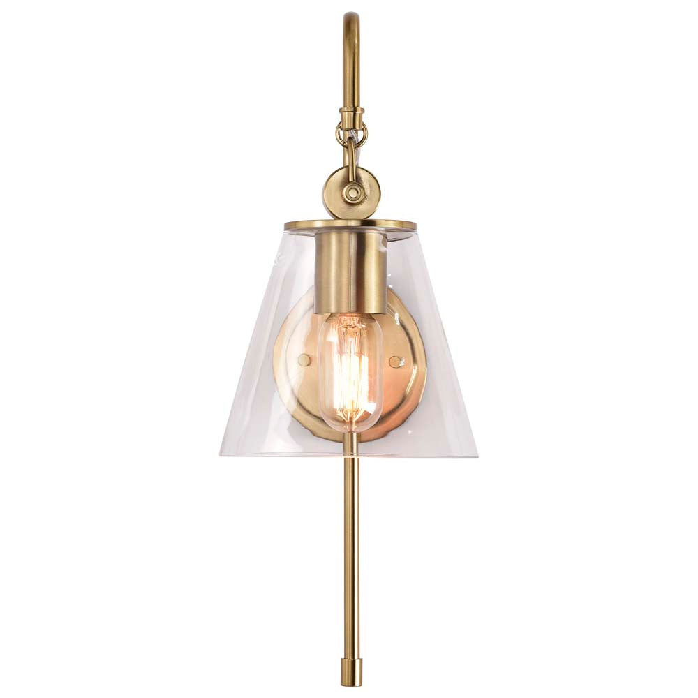 Dover 1-Light Wall Sconce Vintage Brass with Clear Glass
