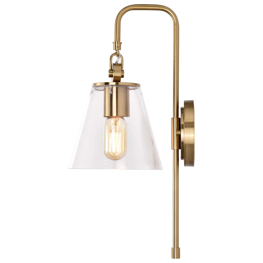 Dover 1-Light Wall Sconce Vintage Brass with Clear Glass