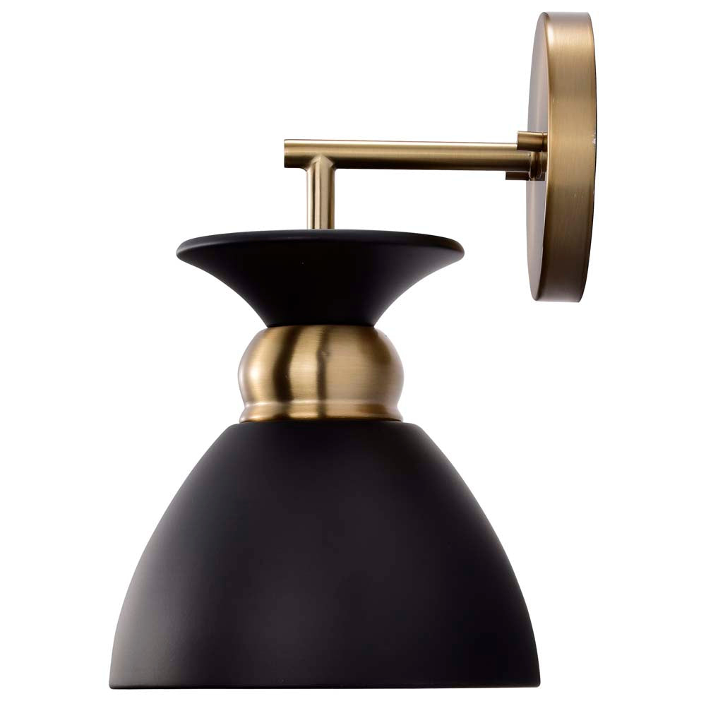 Perkins 1-Light Wall Sconce Matte Black with Burnished Brass