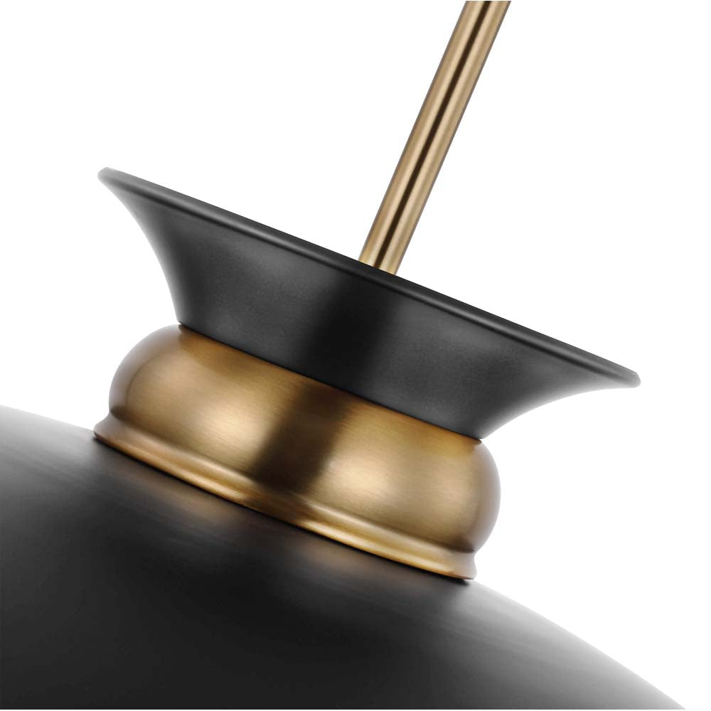 Perkins 1-Light Medium Pendant Matte Black with Burnished Brass