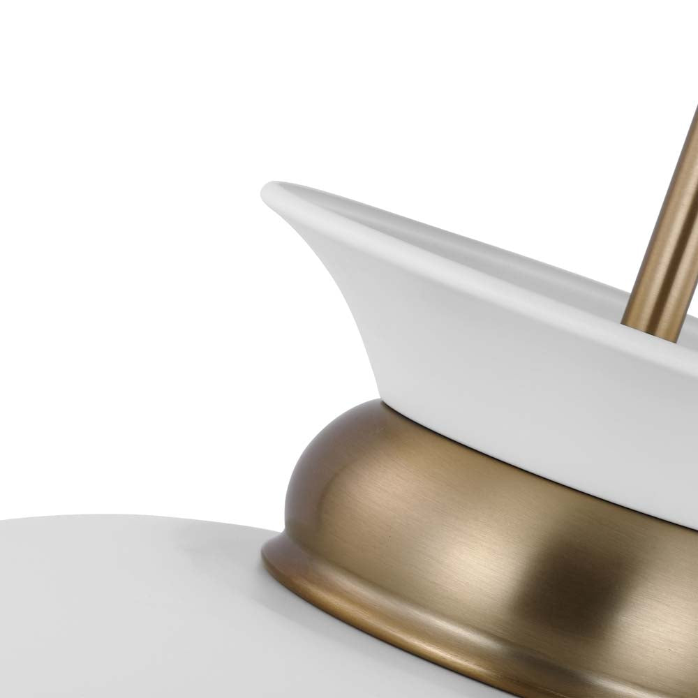 Perkins 1-Light Medium Pendant Matte White with Burnished Brass