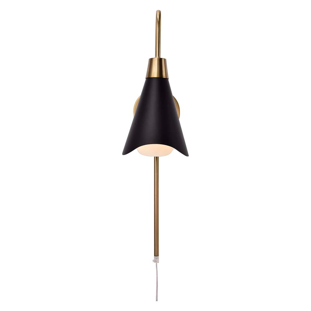 Tango 1-Light Wall Sconce Matte Black with Burnished Brass