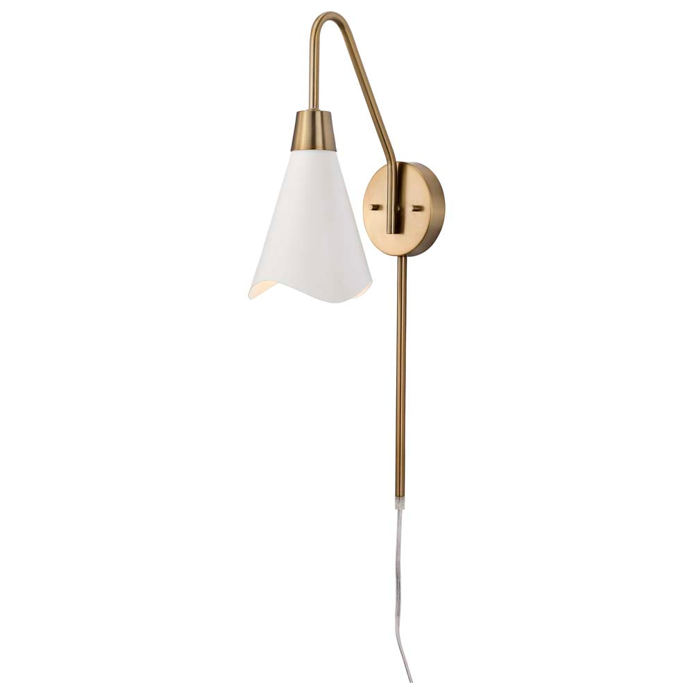 Tango 1-Light Wall Sconce Matte White with Burnished Brass