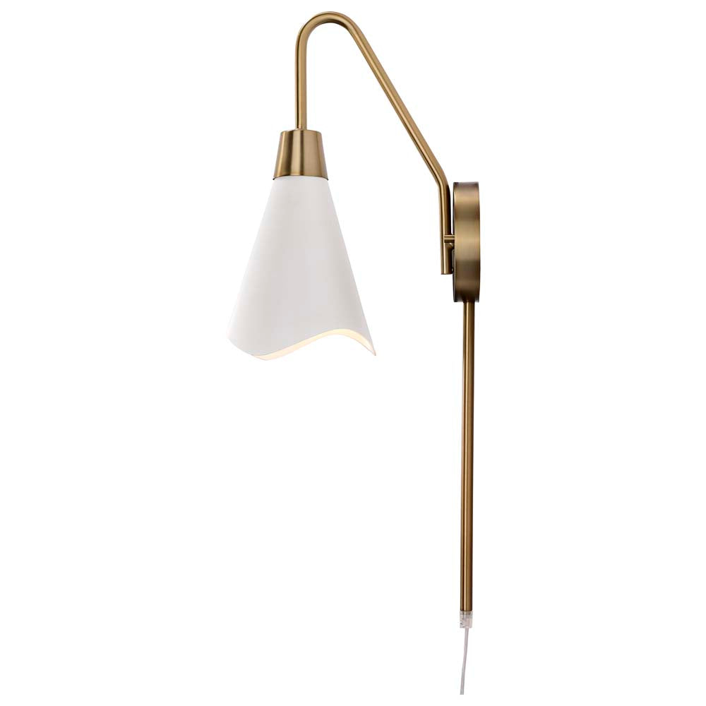 Tango 1-Light Wall Sconce Matte White with Burnished Brass