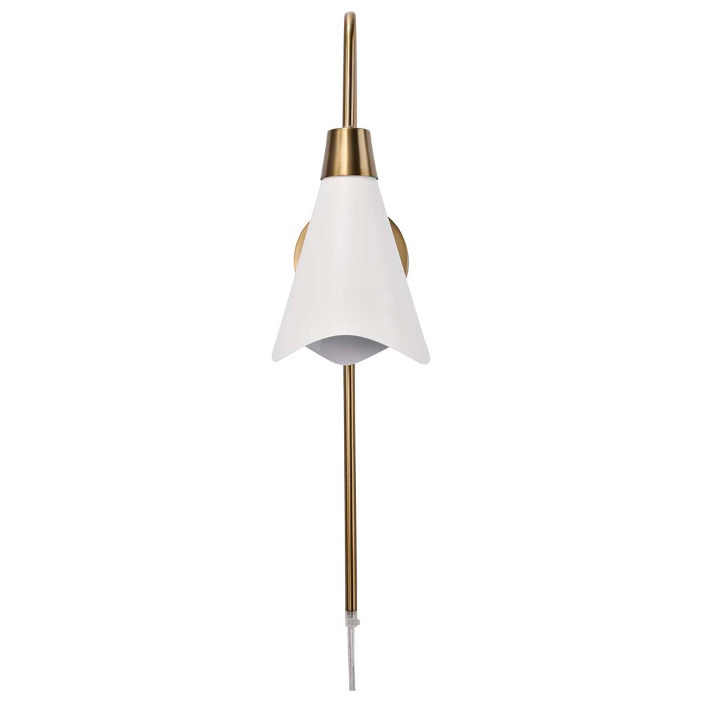 Tango 1-Light Wall Sconce Matte White with Burnished Brass