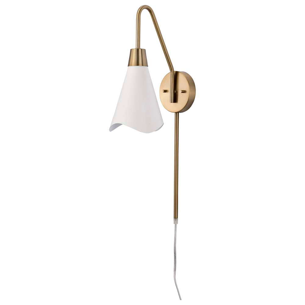 Tango 1-Light Wall Sconce Matte White with Burnished Brass