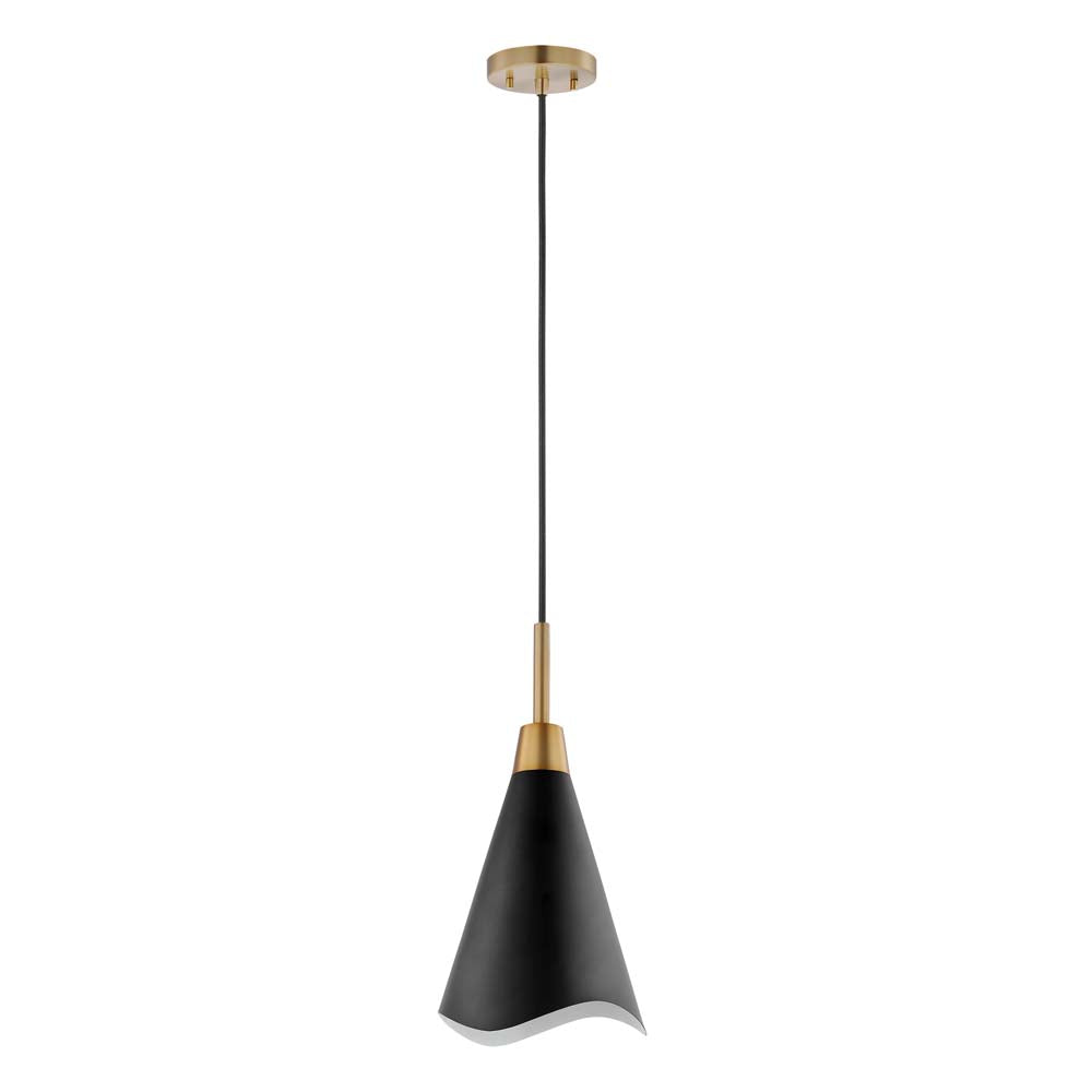 Tango 1-Light Small Pendant Matte Black with Burnished Brass