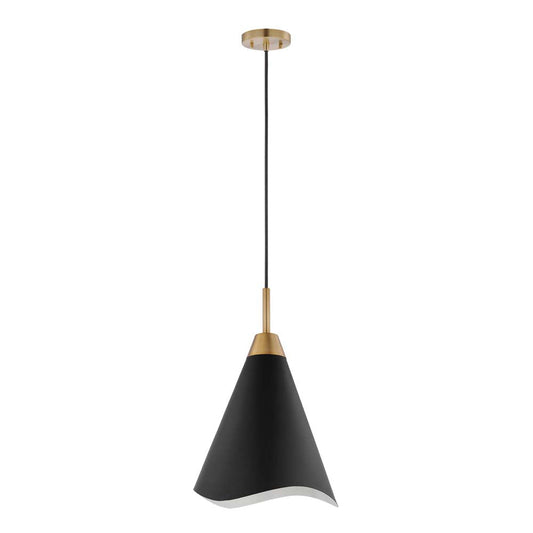 Tango 1-Light Medium Pendant Matte Black with Burnished Brass