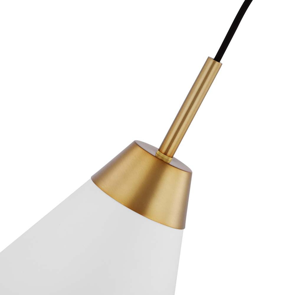 Tango 1-Light Medium Pendant Matte White with Burnished Brass