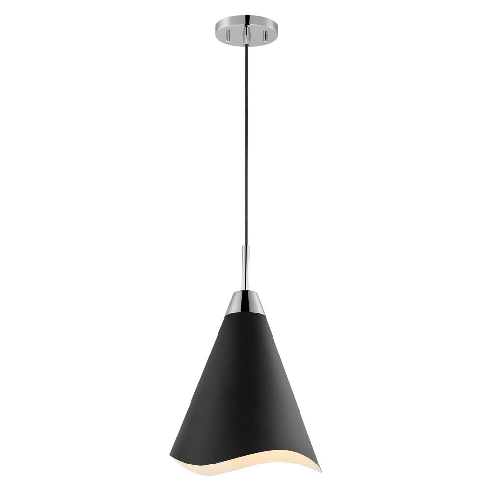 Tango 1-Light Medium Pendant Matte Black with Polished Nickel