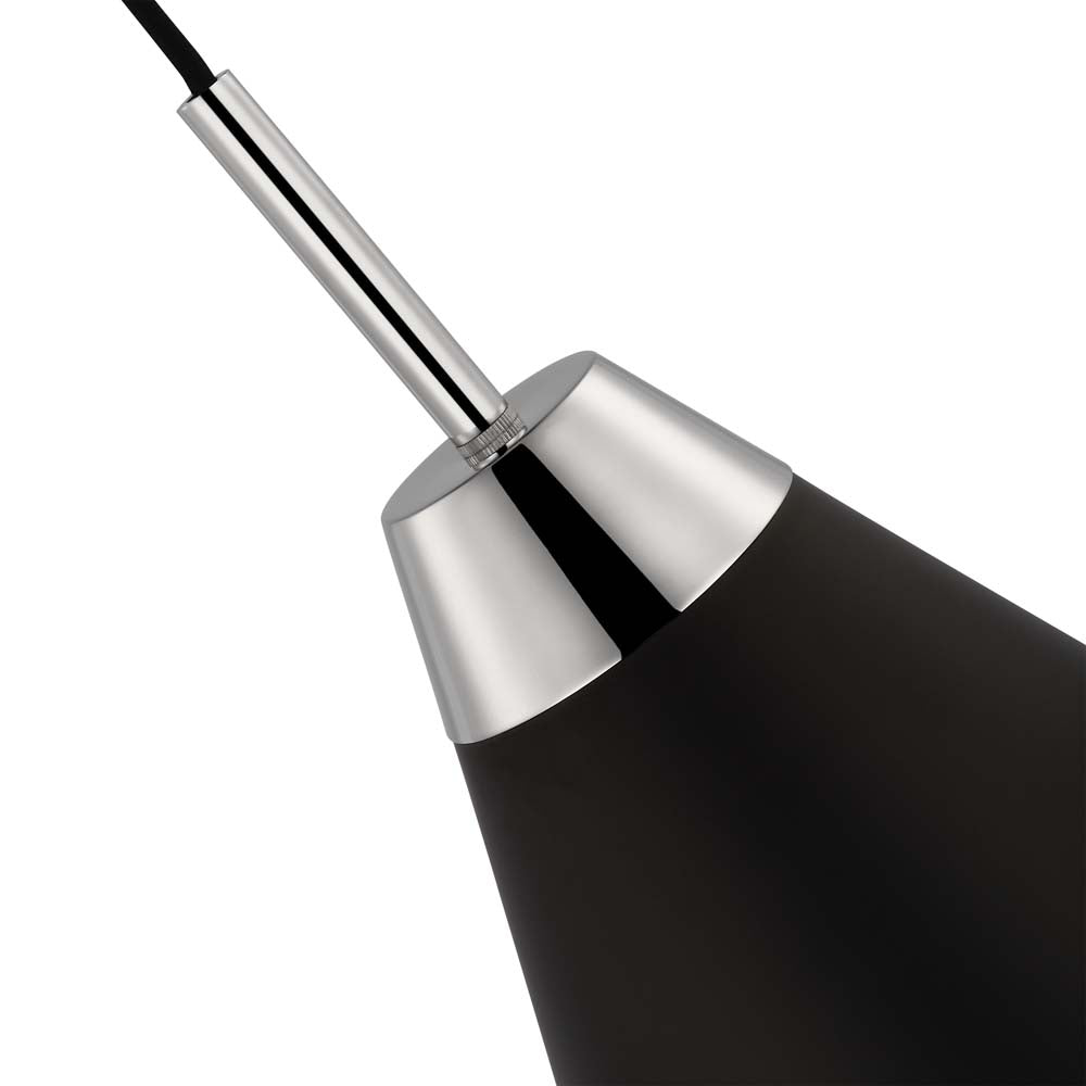 Tango 1-Light Medium Pendant Matte Black with Polished Nickel