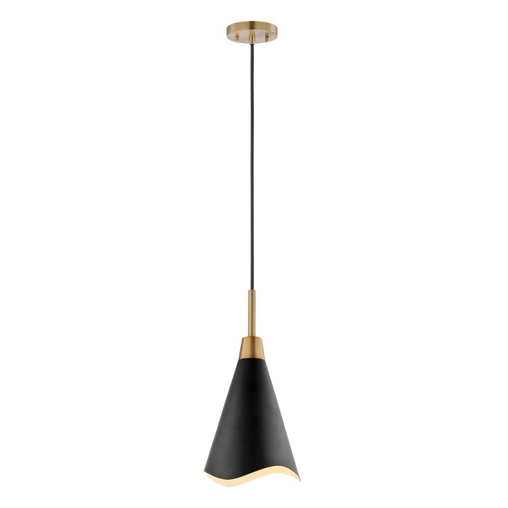 Tango 1-Light Large Pendant Matte Black with Burnished Brass