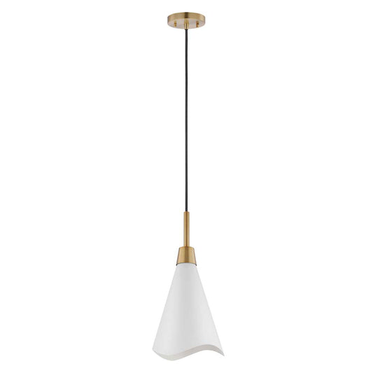 Tango 1-Light Large Pendant Matte White with Burnished Brass