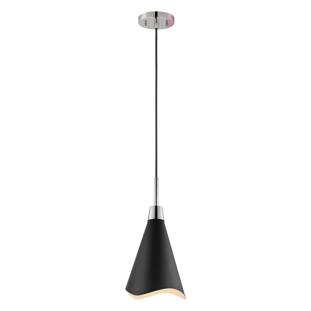 Tango 1-Light Large Pendant Matte Black with Polished Nickel