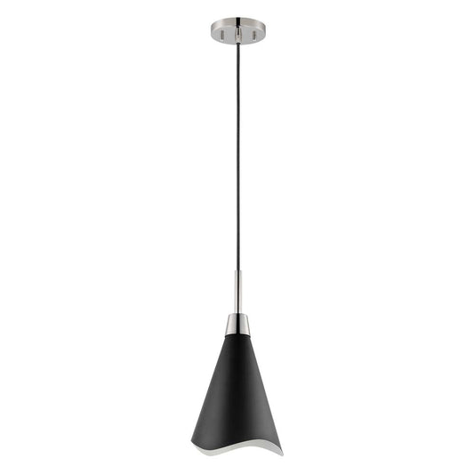 Tango 1-Light Large Pendant Matte Black with Polished Nickel