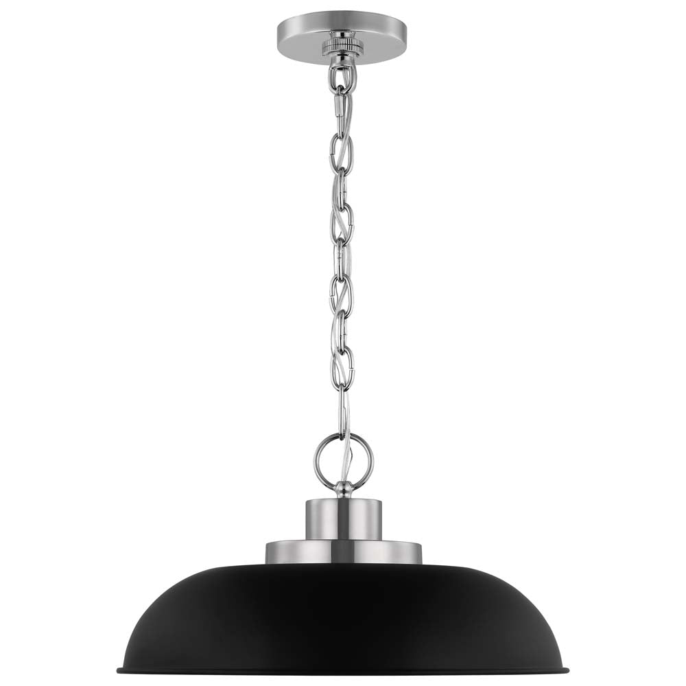 Colony 1-Light Small Pendant Matte Black with Polished Nickel