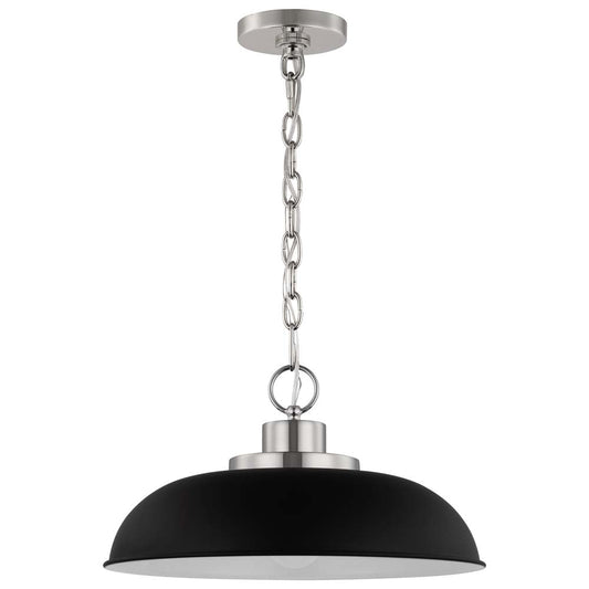 Colony 1-Light Small Pendant Matte Black with Polished Nickel