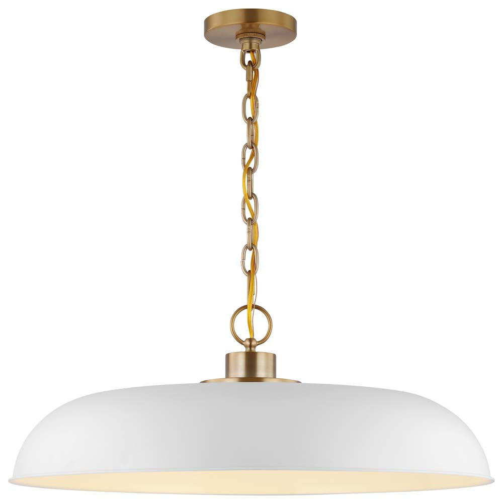Colony 1-Light Large Pendant Matte White with Burnished Brass