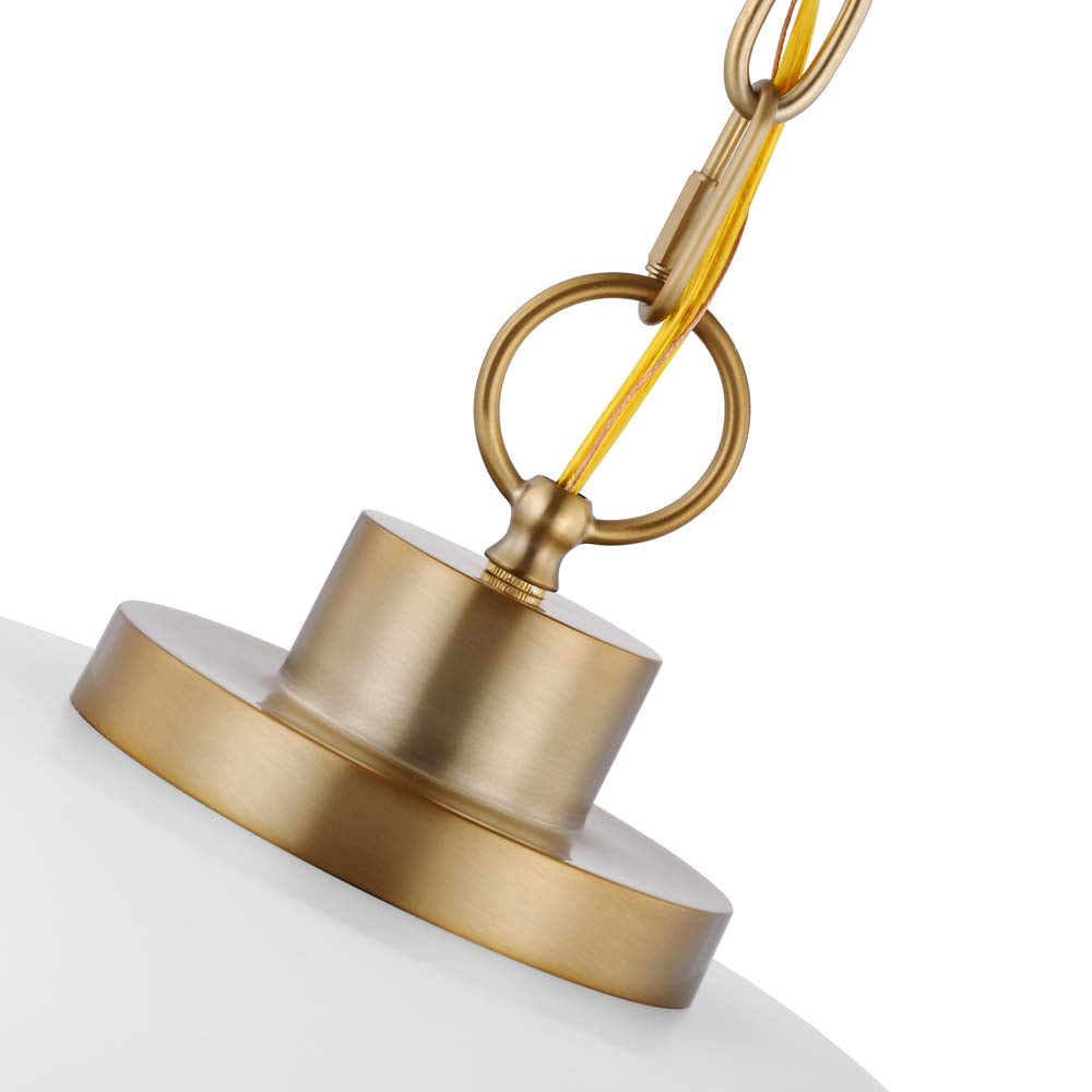 Colony 1-Light Large Pendant Matte White with Burnished Brass