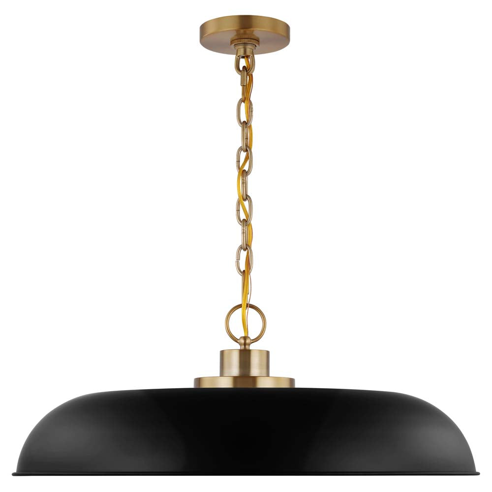 Colony 1-Light Large Pendant Matte Black with Burnished Brass