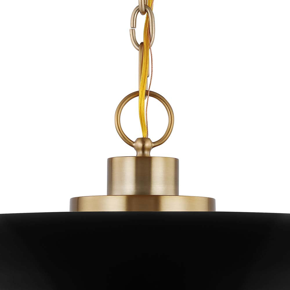 Colony 1-Light Large Pendant Matte Black with Burnished Brass