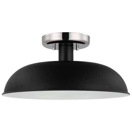 Colony 1-Light Small Semi-Flush Mount Fixture Matte Black