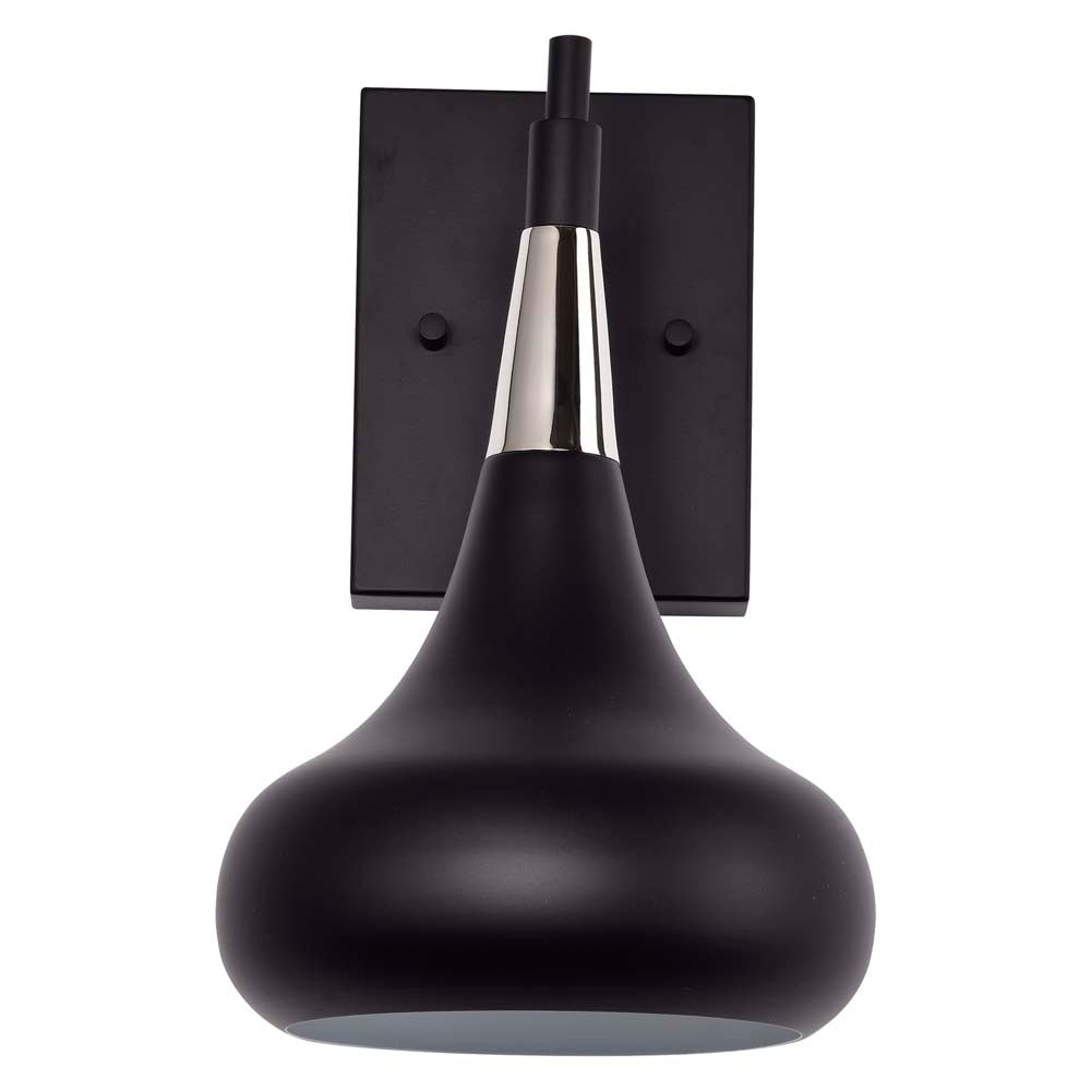 Phoenix 1-Light Wall Sconce Matte Black with Polished Nickel
