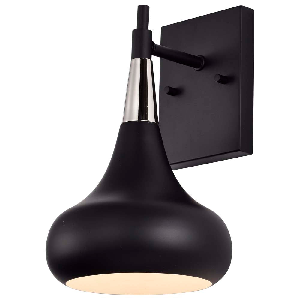 Phoenix 1-Light Wall Sconce Matte Black with Polished Nickel