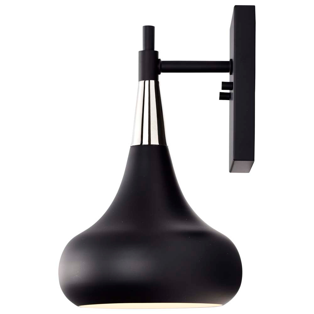 Phoenix 1-Light Wall Sconce Matte Black with Polished Nickel