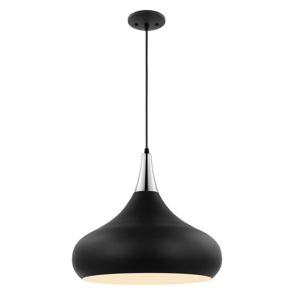 Phoenix 1-Light Large Pendant Matte Black with Polished Nickel