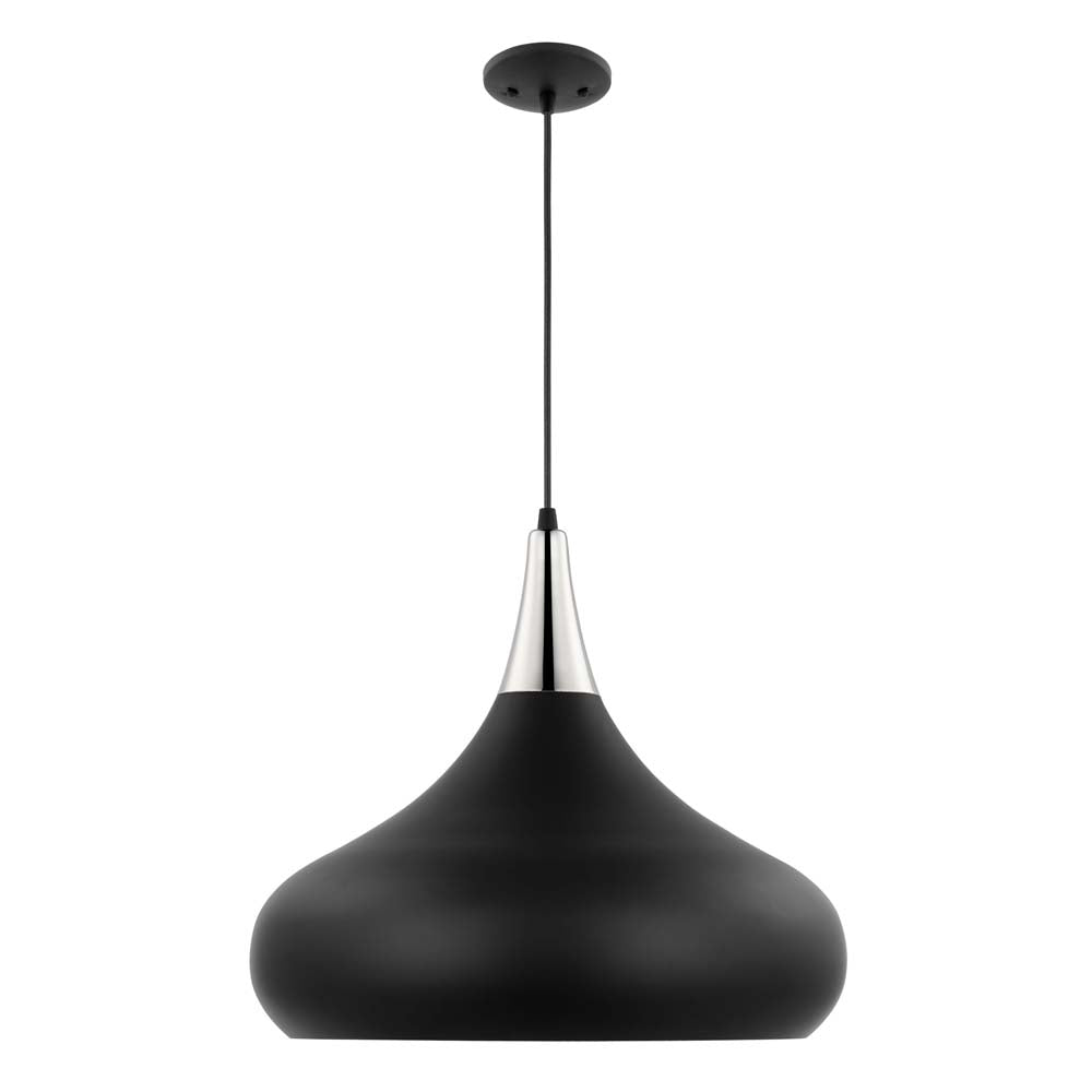 Phoenix 1-Light Large Pendant Matte Black with Polished Nickel