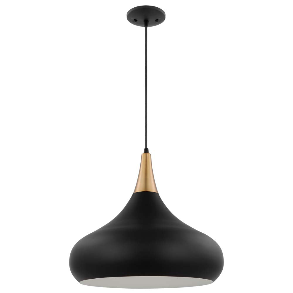Phoenix 1-Light Large Pendant Matte Black with Burnished Brass