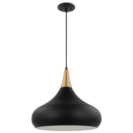 Phoenix 1-Light Large Pendant Matte Black with Burnished Brass
