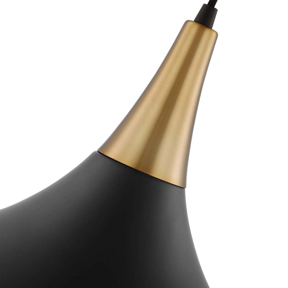 Phoenix 1-Light Large Pendant Matte Black with Burnished Brass